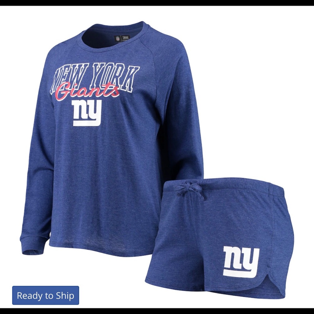 New York Giants Long Sleeve Raglan Top & Shorts Set